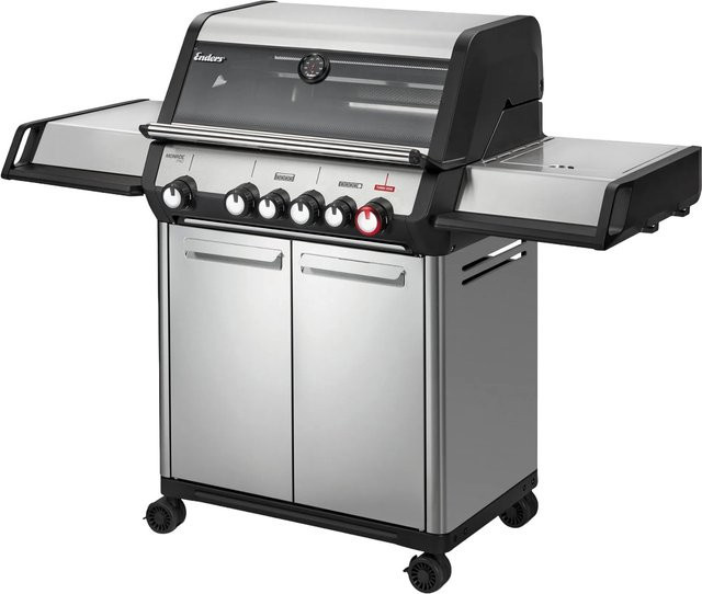 Enders Monroe Pro 4 SIKR Turbo Gasgrill in Schwarz und Silber mit Seitenbrenner, Warmhalterist und Rotisserie - Bild 1