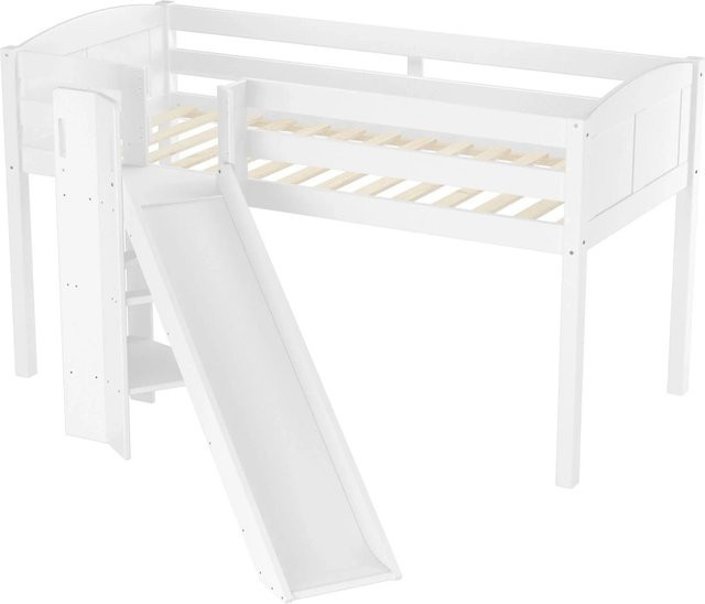 Erst-Holz Spielbett für Kinder mit Rutsche aus Kiefer, Weiß, B/T: 90 x 200 cm - Bild 1