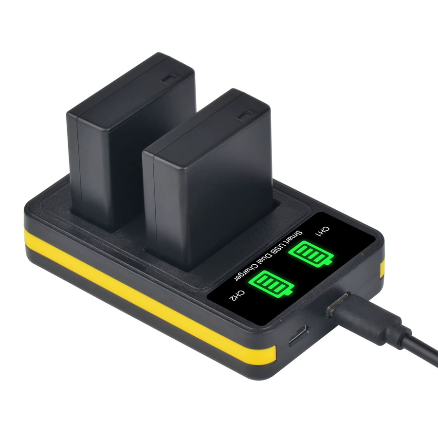 Panasonic LED-USB-Doppelladegerät mit Typ C in Schwarz für DMW-BLG10 DMW-BLE9 LUMIX GF5 GF6 GX7 LX100 GX80 GX85 ZS100 - Bild 3
