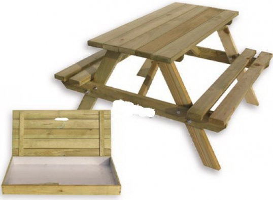 Intergard Kinder Picknicktisch aus Kiefer Holz in Braun - Bild 1