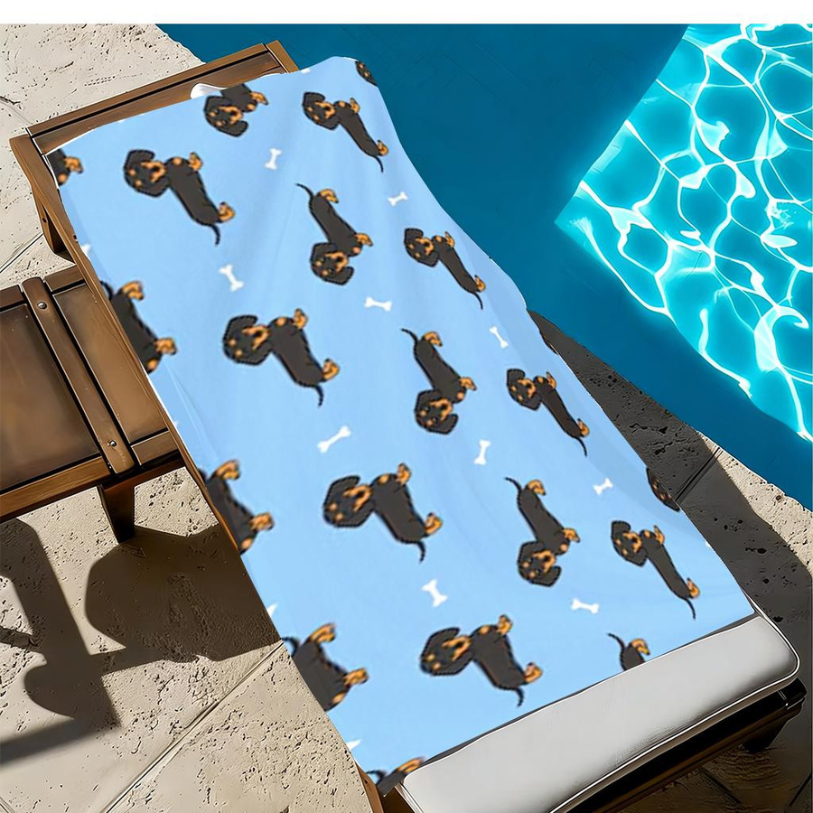 Strandtuch mit Dackel Motiv aus Mikrofaser, schnelltrocknend und saugfähig, sandfrei, B: 30 cm, H: 60 cm - Bild 4
