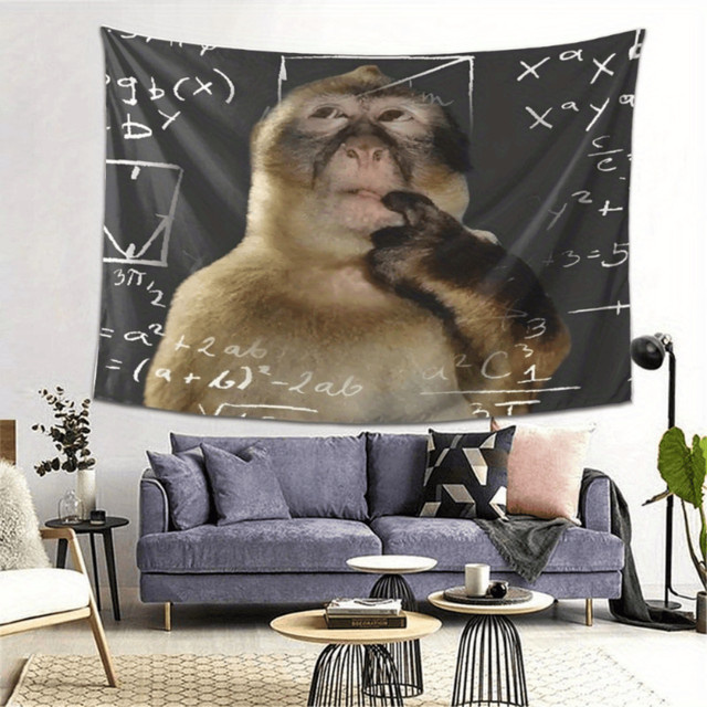 VIKAMA Wandteppich mit Cartoon-Affen Illustration in Mehrfarbig für dein Wohnzimmer oder Schlafzimmer - Bild 1