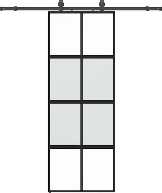 vidaXL Schiebetür aus Hartglas mit Beschlag in Schwarz, B: 76 cm, H: 205 cm - Bild 1
