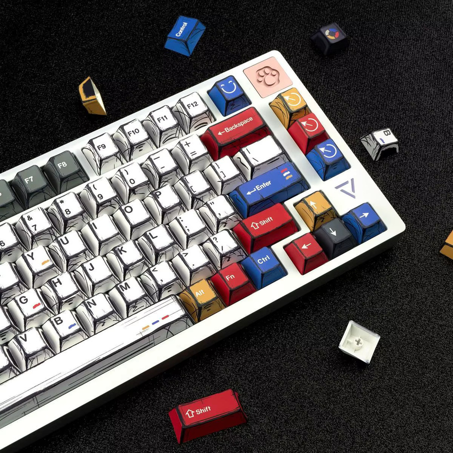 OEM Comic Mixed Lights Englische Tastenkappen aus PBT im Cherry-Profil für MX-Schalter, Mehrfarbig - Bild 4