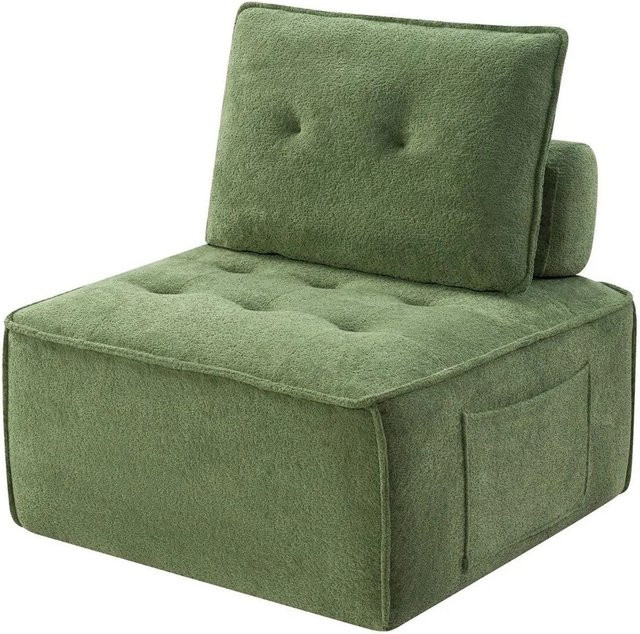 GLP Sofamodul Teddyfleece Bodensofa Salbeigrün B/T/H: 84 x 84 x 42 cm - Bild 1
