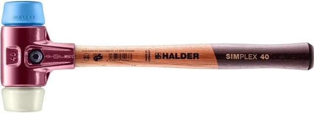 Halder Simplex Schonhammer Ø 40 mm TPE-soft und Nylon in Blau und Weiß mit Tempergussgehäuse - Bild 2