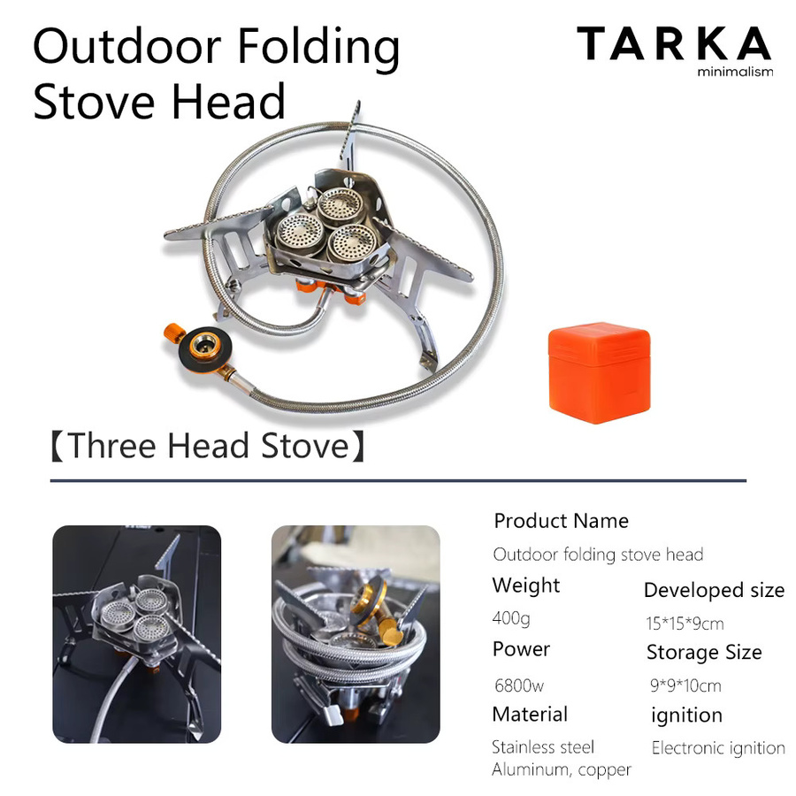 TARKA Camping Gasherd Outdoor mit 6800 W Big Power Brenner, tragbarer Klappherd in Silber - Bild 2