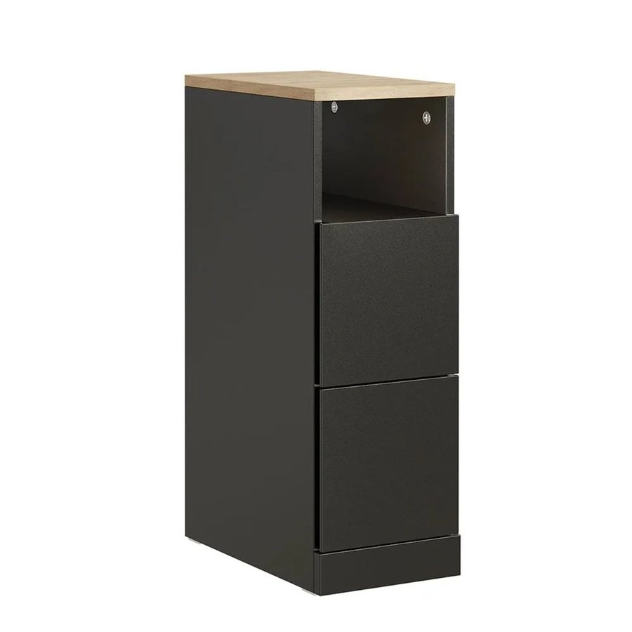 SoBuy Schmaler Nachttisch Beistelltisch mit 2 Schubladen in Schwarz, B/T/H: 20 x 35 x 60 cm - Bild 2