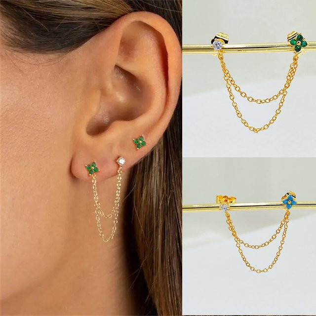 Yuedane Ohrstecker, Edelstahl, Zirkonia, Gold, Damen - Bild 1