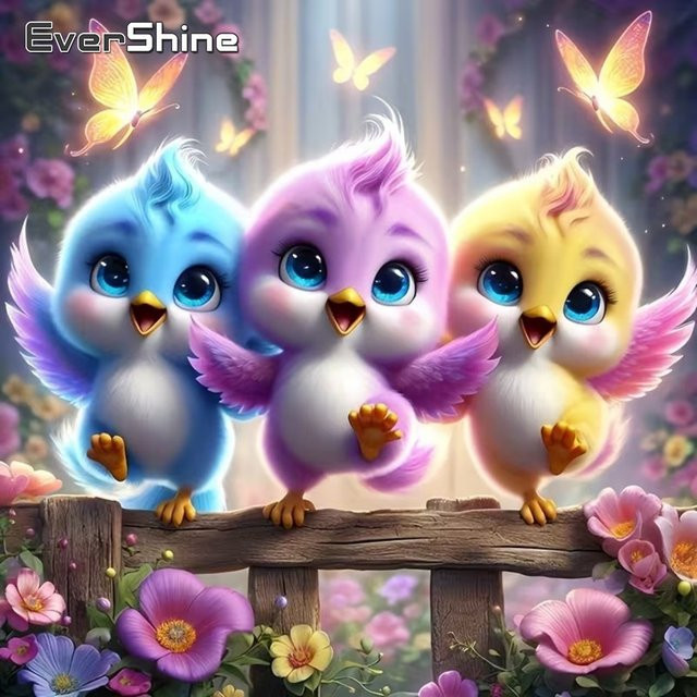EverShine Diamantmalerei, Tiere, Handarbeitsset, rund, bunt - Bild 1