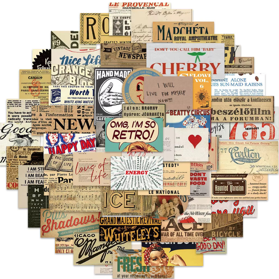 58 Stück Klassische Retro Poster Graffiti Aufkleber Set in Multicolour für Gepäck, Gitarre, Helm und Laptop von BulingBulingStickers Shop - Bild 2