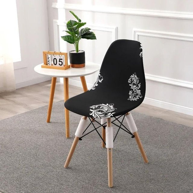 Schalenstuhl Sitzbezug aus Spandex im skandinavischen Design, Farbe Schwarz - Bild 1