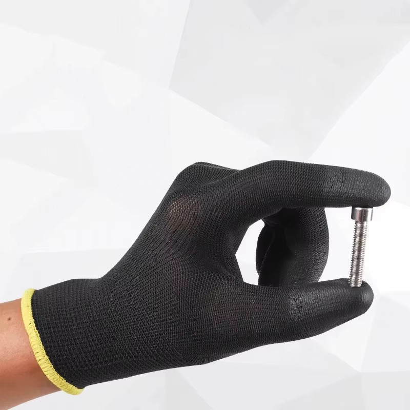 ELESESAFE Arbeitsschutzhandschuhe aus Nylon-Strick mit PU-Beschichtung in Schwarz, 6/12 Paar - Bild 4