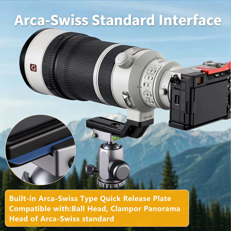 Haoge Aluminium-Stativhalterung Objektivkragen-Fußbasis für Sony FE 100-400mm F4.5 GM OSS SEL100400MC in Schwarz - Bild 3