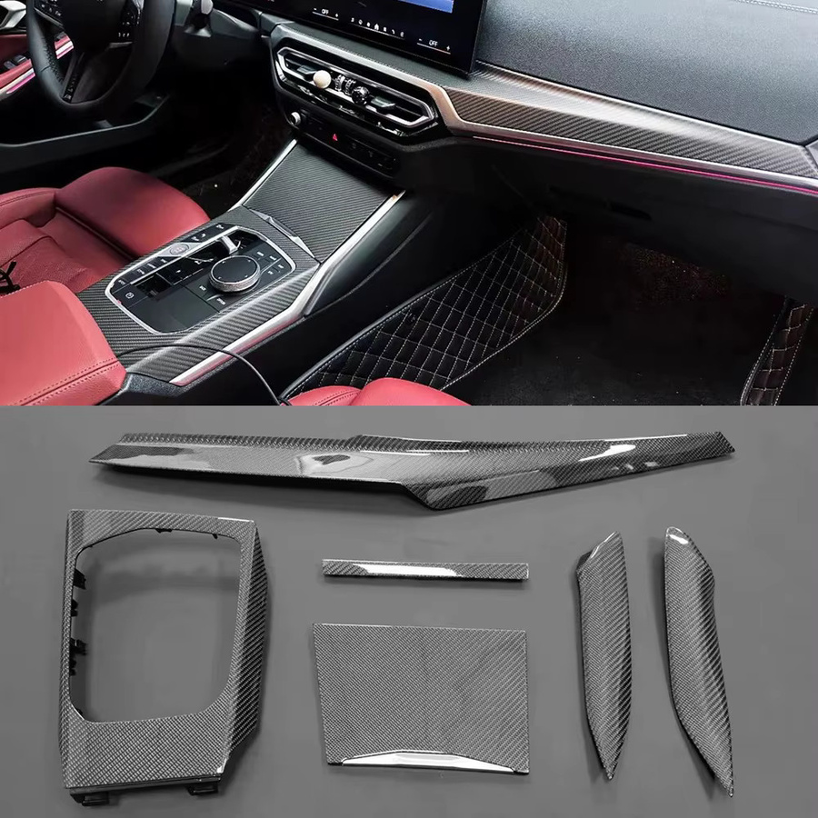 GISAEV Carbon Fiber Mittelkonsole Shift Panel Abdeckung für BMW 3er 4er Serie i3 i4 G20 G21 G22 G23 G26 G28 in Schwarz - Bild 1