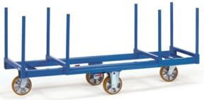 Fetra Langmaterial-Wagen 2111 aus Stahl in Blau mit Polyurethan-Reifen und 1200kg Tragkraft - Bild 1