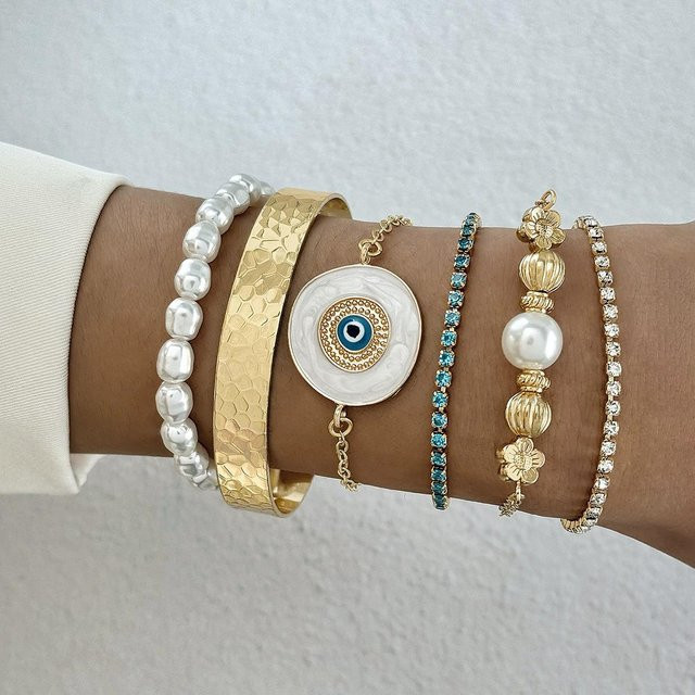 Lucky Star Jewelry Armband-Set, Zirkonia, Gold, Messing, Damen, 18cm - Bild 1