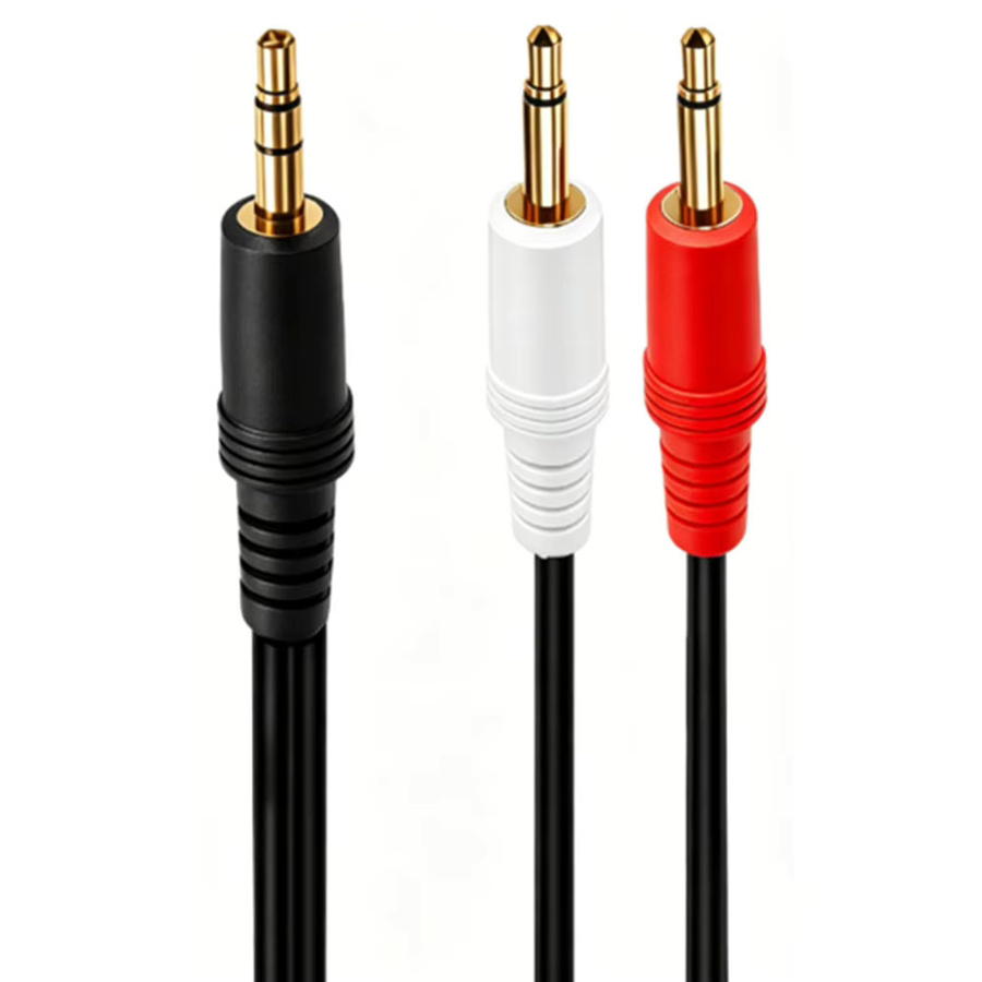 BSN Breakout-Kabel 3,5mm TRS Stereo-Stecker auf Dual 3,5mm TS Mono-Stecker, Rot/Weiß/Schwarz/Mehrfarbig - Bild 2