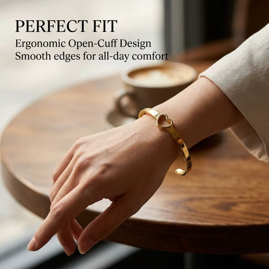 JP One Armreif Edelstahl, Gold, Skelett-Herz, Damen - Bild 2