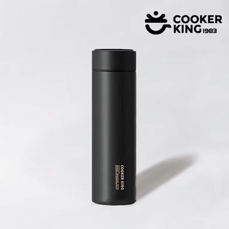COOKER KING Thermosbecher aus Edelstahl 316 in Schwarz, auslaufsichere Vakuumflasche für das Büro, 490 ml - Bild 1