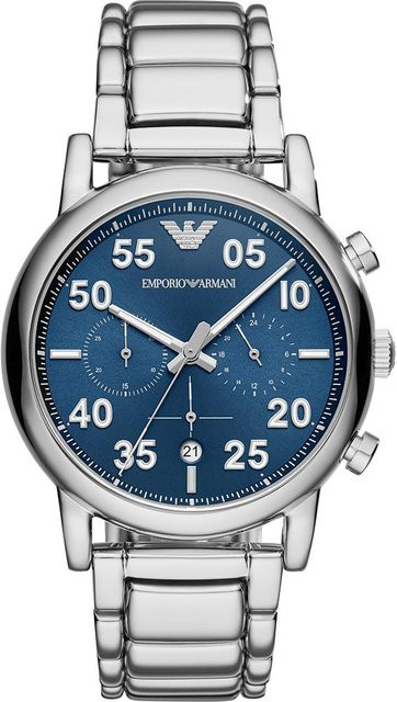 Emporio Armani Chronograph, Edelstahl, Blau, Quarz, Herren - Bild 1