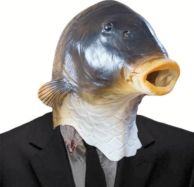 Happy Camp Fischmaske, Tierkopfmaske, Schwarz, Gummi - Bild 1