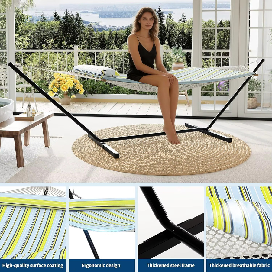 TWISTER.CK Doppel-Hängematte mit Gestell und Kissen in Dark Grey aus Polyester für Innen und Außen - Bild 2
