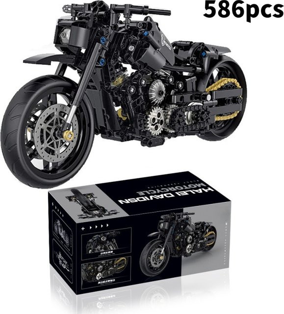 yaafun Technische Motorrad Bausteine, Modell Fahrzeug, Schwarz - Bild 1