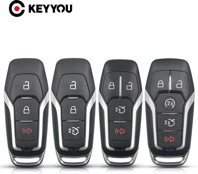 Keyyou Smart Car Key Shell Ersatzgehäuse für Ford Fusion Explorer Edge Mustang Mondeo Kuga, 3/2013 Tasten, Schwarz - Bild 1