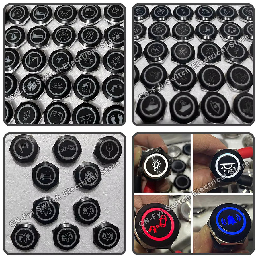 FENGYIELE Metall Power Button Schalter mit LED Licht für Auto und Nebelscheinwerfer, wasserdicht, 12V 24V, Schwarz/Silber - Bild 3