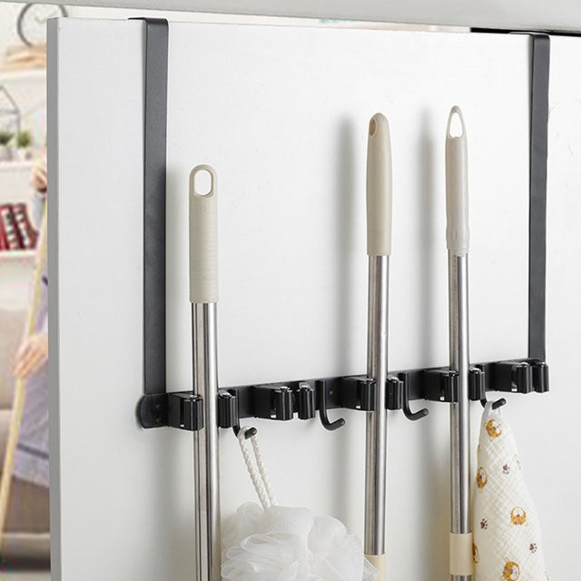 Willstar Wandhalterung aus Edelstahl als Besenhalter und Mopp-Organizer für Küche, Bad und Werkstatt in Silber und Schwarz - Bild 1