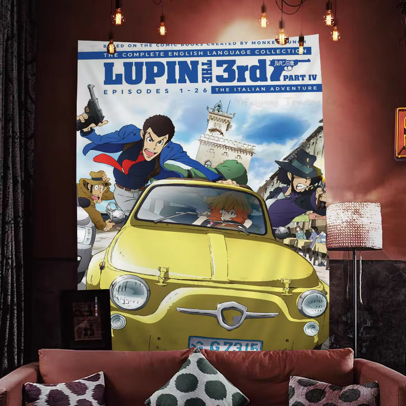 Lupin III Comics Diagramm Wandteppich im Science Fiction und Hippie Stil für deine Zimmerdekoration - Bild 3