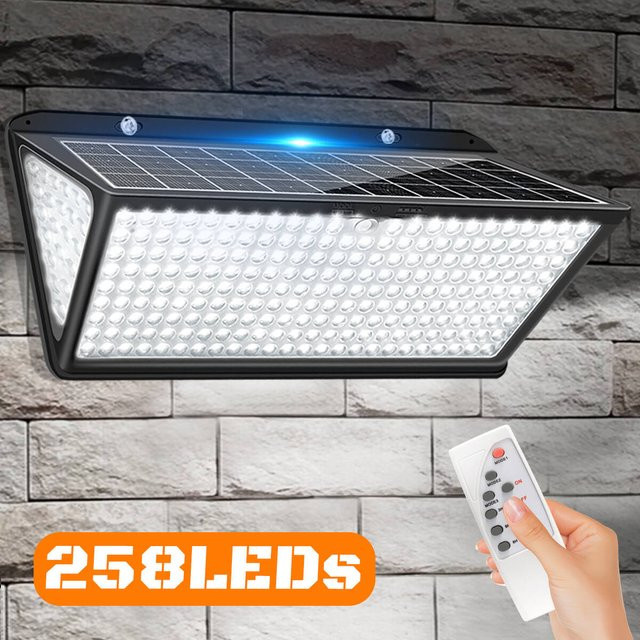 AMARYLLIS Solar-Wandleuchte Schwarz IP65 Wasserdichter Solar-Flutlicht für den Außenbereich mit 3 Modi - Bild 1