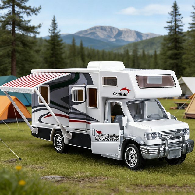 DuBeeBee Wohnmobil RV, Spielzeugauto Modell, 1:32, mit Sound und Licht, Rückziehfunktion - Bild 1