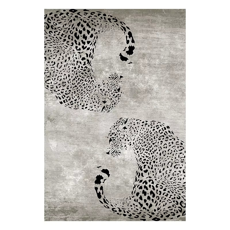 VIKAMA Wohnzimmerteppich mit Leopardenmuster in Grau, luxuriöser Teppich für Wohnzimmer und Schlafzimmer, B/T: 120 x 80 cm - Bild 2