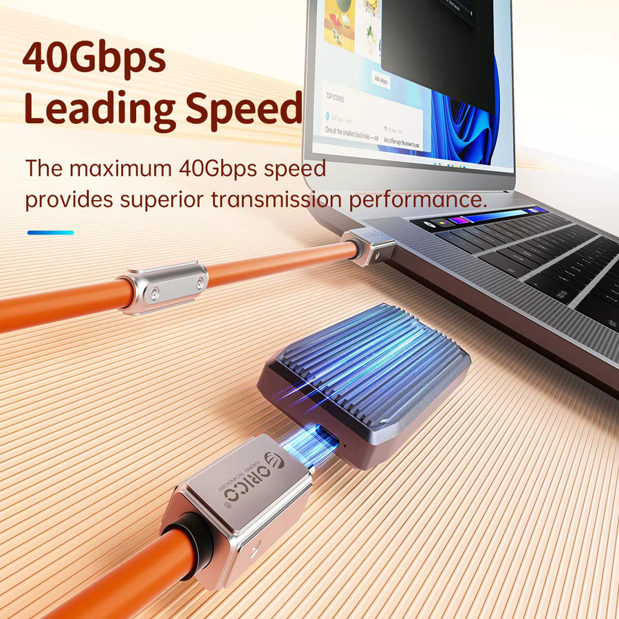 Orico USB4 Kabel mit 240W Power Delivery 3.1, kompatibel mit Thunderbolt 4, für 8K 60Hz Videoübertragung und schnelles Laden, Silikon USB-C Kabel für MacBook und iPhone 15 - Bild 2