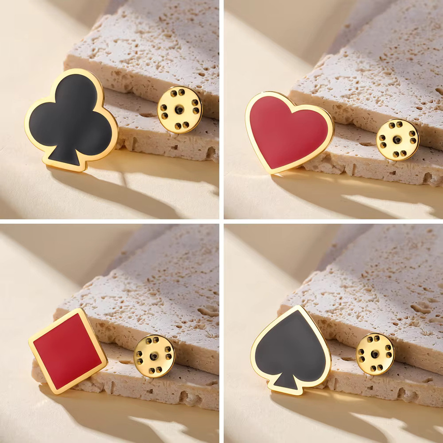 Cazador Brosche, Poker-Karten-Design, Edelstahl, Damen und Herren - Bild 1