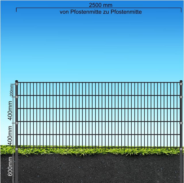 Fa-Bausysteme Doppelstabzaun Anthrazit 8-6-8 Plättchen Höhe: 1030 mm, Länge: 20 m - Bild 1