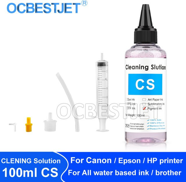 OCBESTJET Reinigungsflüssigkeits-Kit für Inkjet-Drucker, 100ml, Hellrosa, passend für Epson, HP, Canon und Brother - Bild 1