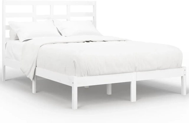 vidaXL Massivholzbett aus Kiefernholz in Weiß, B/T/H: 140 x 190 x 104 cm - Bild 1