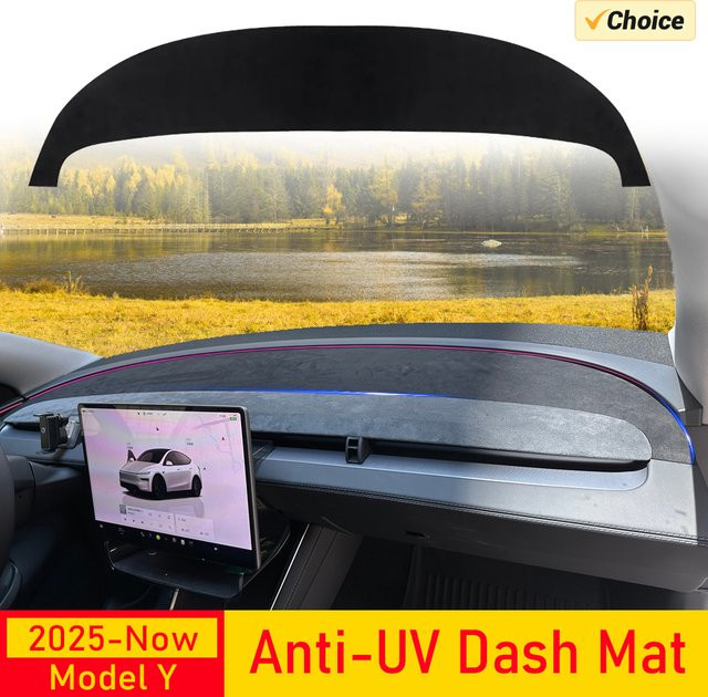 USVOTOV Armaturenbrett-Abdeckung für Tesla Model Y Juniper 2025 2026, Armaturenbrett-Matte in Schwarz - Bild 1