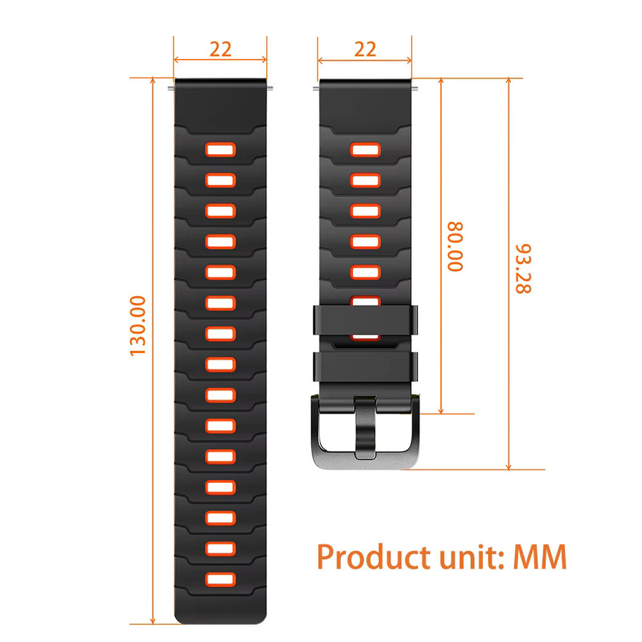 Uhrenarmband Silikon, 22 mm, Schwarz, Unisex - Bild 3