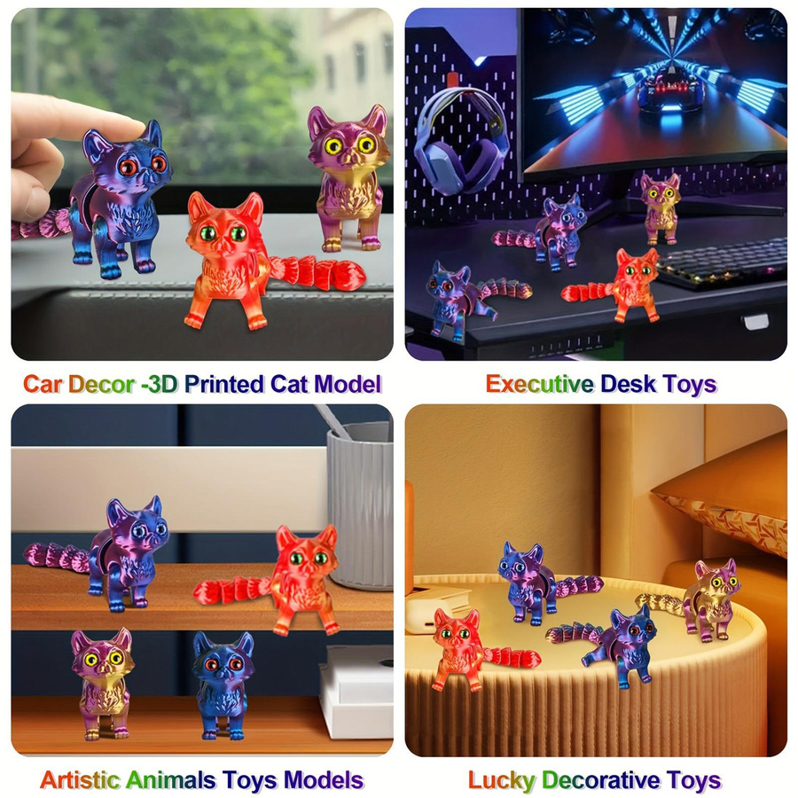 Fashnics 3D-gedruckte Katzen Ornamente aus Kunststoff bunt - Bild 5