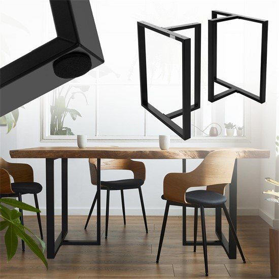 ML-Design Tischgestell Set 2er Pack in T-Form aus Metall Schwarz Industrial B: 60 cm, H: 72 cm - Bild 1