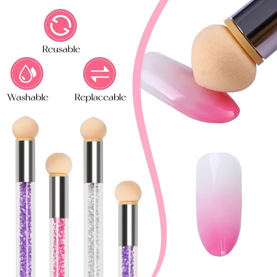 Art lalic Nagelkunst-Pinsel, Beige, mit 4 austauschbaren Schwammköpfen - Bild 2
