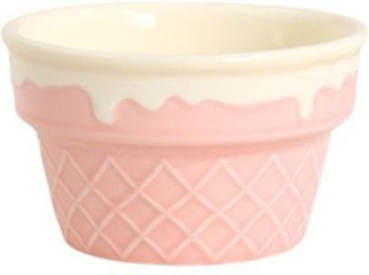 Shiyunjianshe Keramik Joghurt Schale in Eiscreme-Optik, Dessert Bowl aus Keramik, Beige und Pink - Bild 1