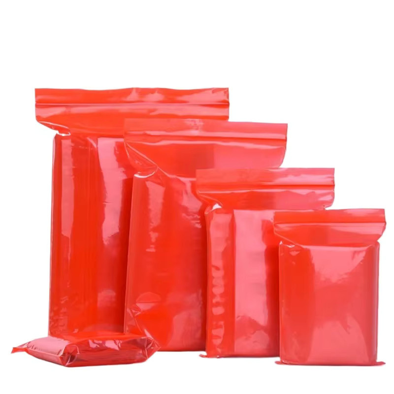 100 Stück leotrusting Ziplock Verpackungstaschen aus rotem PE Kunststoff für Snacks, Süßigkeiten oder Schmuck - Bild 3