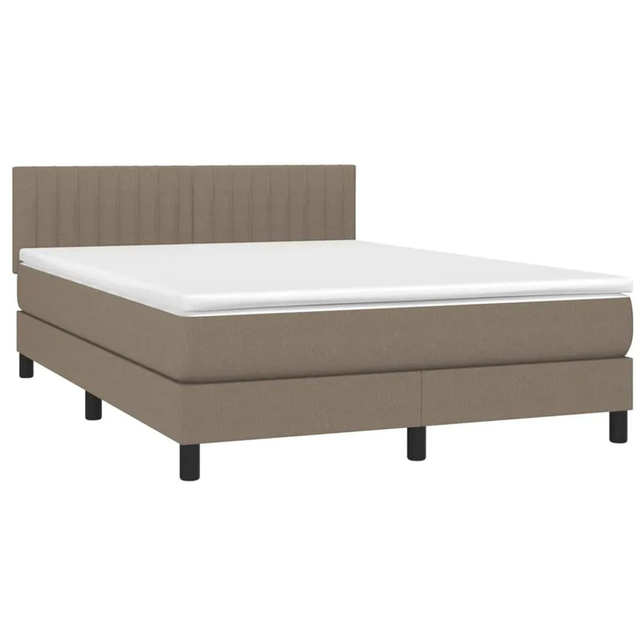 vidaXL Boxspringbett Hybrid mit Matratze und LED-Unterbettbeleuchtung in Beige, B/T/H: 140 x 200 x 144 x 203 cm - Bild 2