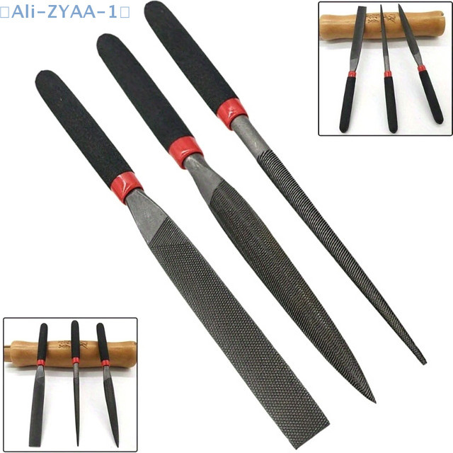 ZYAA-1 3-teiliges Stahlfeilen-Set mit flachen Nadelfeilen für Stein, Glas, Metall, Schnitzerei und Holzbearbeitung - Bild 1