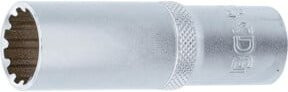 BGS Steckschlüssel-Einsatz Gear Lock tief, Antrieb 1/2 Zoll, SW 17 mm, silber - Bild 1